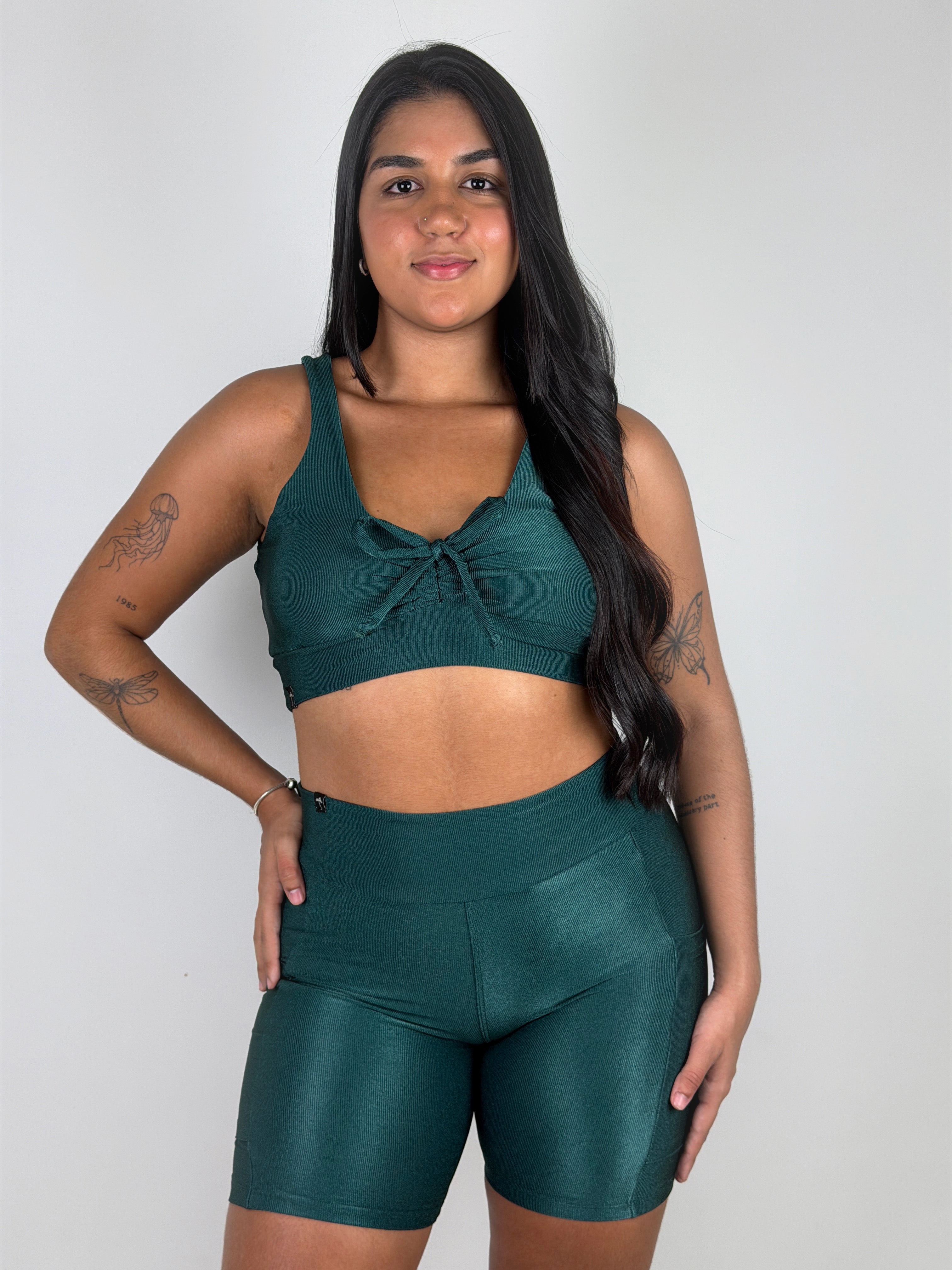 Short Canelado Brilho com bolso